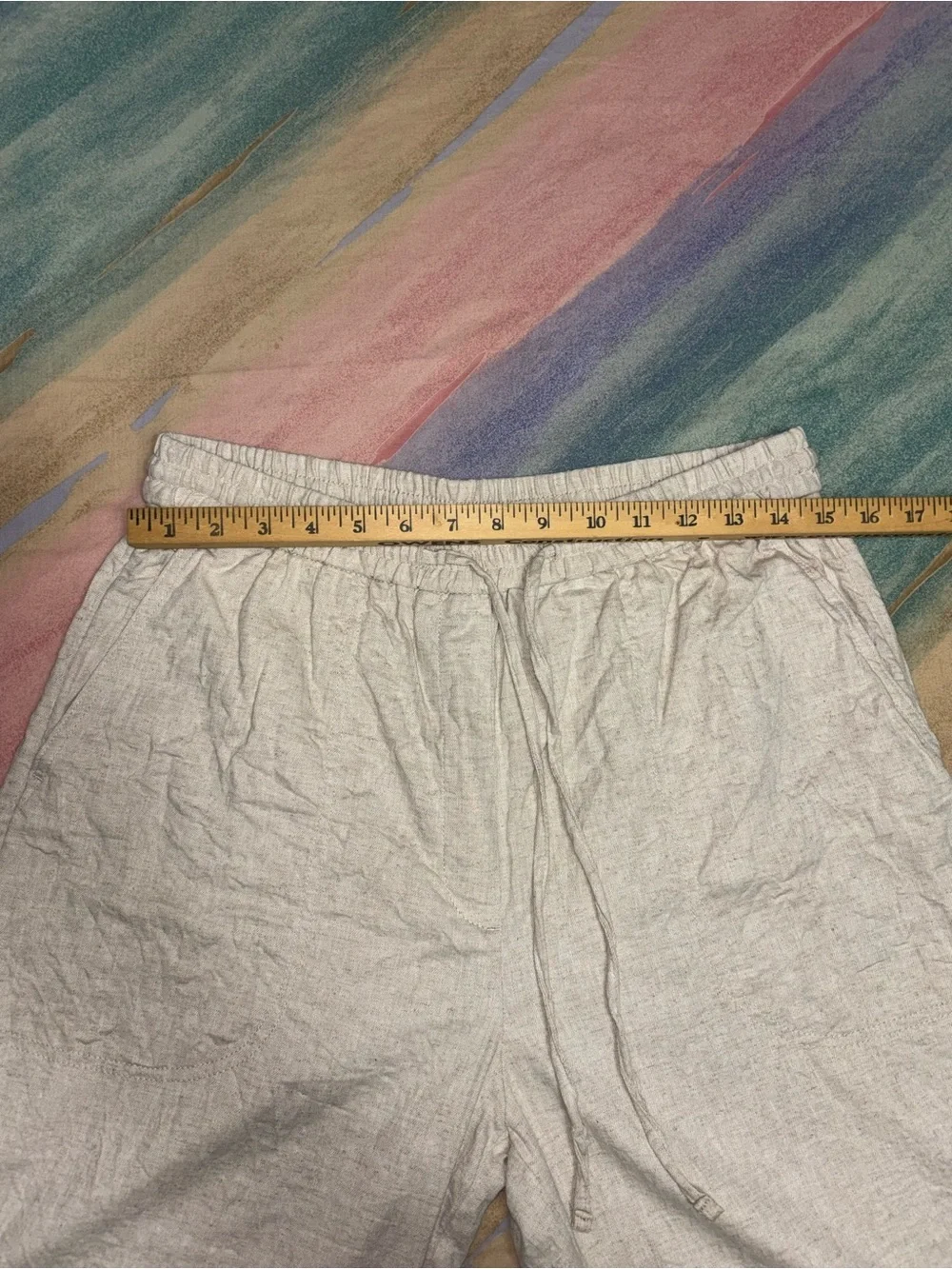 Banana Republic straight high rise Wide Leg  Pants Linen Blend Tan/Beige size M